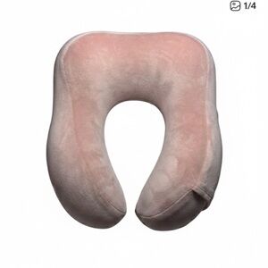 Bugatti Soft Pink Velour Memory Foam Travel Neck Pillow U Shape Cushion